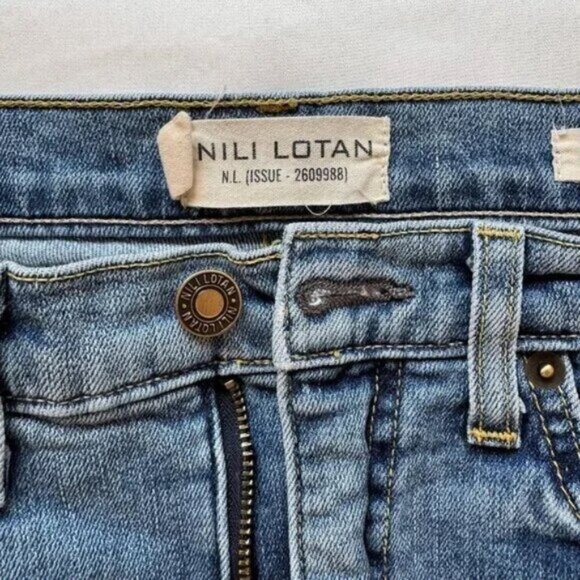 Nili Lotan Josette Wide Leg Jeans, Classic Wash, Size 27 - Picture 6 of 11